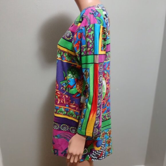 VTG 1980s Top by Philippe Peyner, Paris Tunic Flared 3/4 Sleeves Versace Style - Picture 3 of 16
